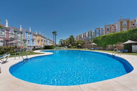 Property building, Living room, Swimming pool