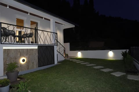 Property building, Night, Garden, Garden view
