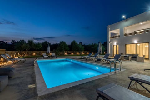 Night, Pool view, Swimming pool