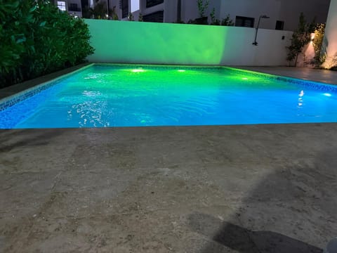 Night, Pool view, Swimming pool