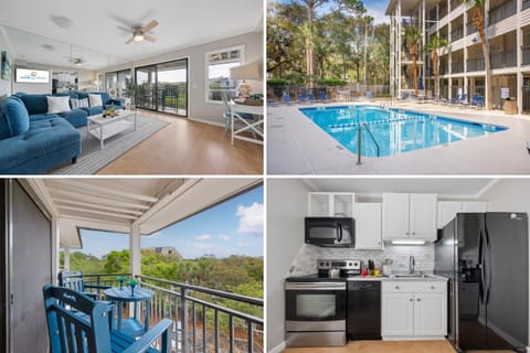 Property building, Balcony/Terrace, Kitchen or kitchenette, Pool view, oven, sunbed