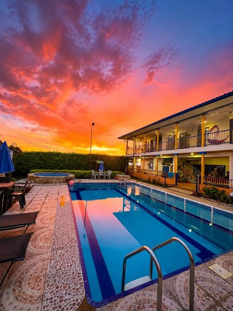 Pool view, Swimming pool, Sunset