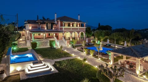 Property building, Night, Garden, Garden, Swimming pool
