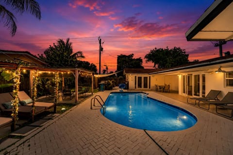 Property building, Pool view, Swimming pool, Sunset
