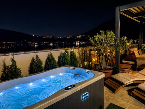 Patio, Night, Natural landscape, Hot Tub, sunbed