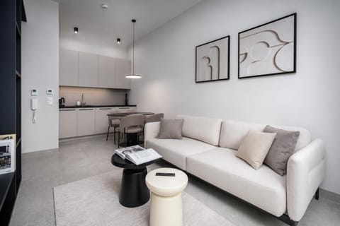 Kitchen or kitchenette, Living room, Seating area, stove