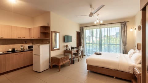 Bed, TV and multimedia, Kitchen or kitchenette, Photo of the whole room, Bedroom, minibar