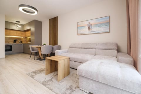 Kitchen or kitchenette, Living room, Seating area, Dining area