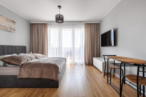 Bed, Bird's eye view, TV and multimedia, Balcony/Terrace, Living room, Bedroom