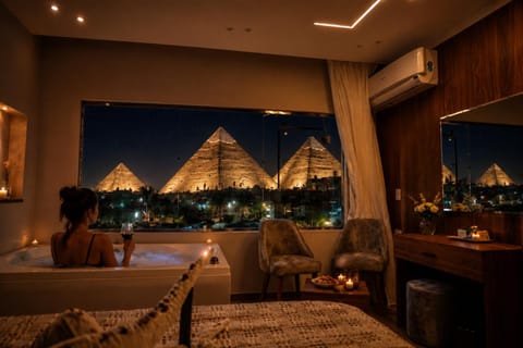 Night, View (from property/room), Balcony/Terrace, Living room, Seating area