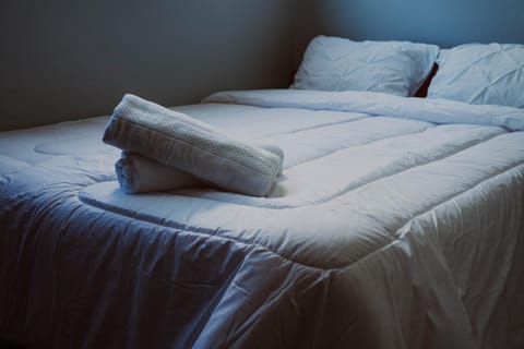 Photo of the whole room, Bedroom, towels