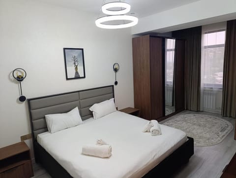 Bed, Bedroom, towels, wardrobe