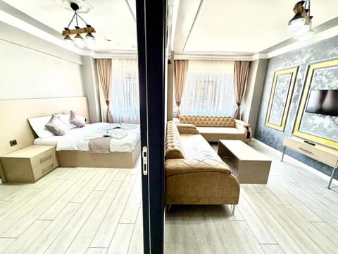Bed, TV and multimedia, Living room, Photo of the whole room, Seating area, Bedroom