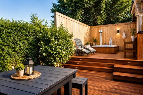 Patio, Night, Hot Tub, Seating area