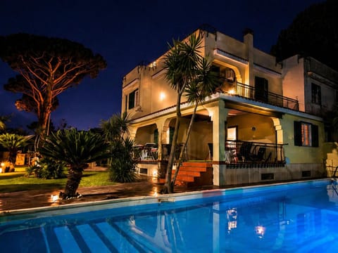 Property building, Night, Garden, Garden view, Pool view, Swimming pool
