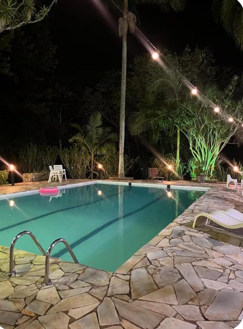 Night, Pool view, Swimming pool