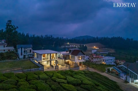 Property building, Night, Natural landscape, Lake view, Mountain view