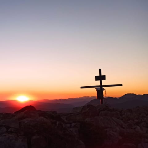 Nearby landmark, Natural landscape, Mountain view, Sunset
