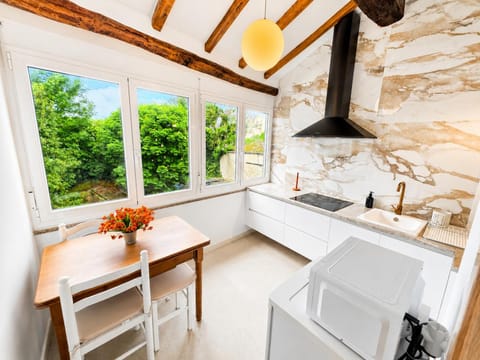 Kitchen or kitchenette, Dining area, stove