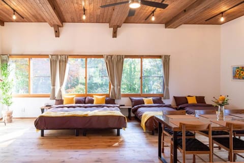 Bed, Seating area, Bedroom, Garden view