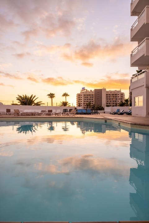 Property building, Pool view, Swimming pool, Sunset
