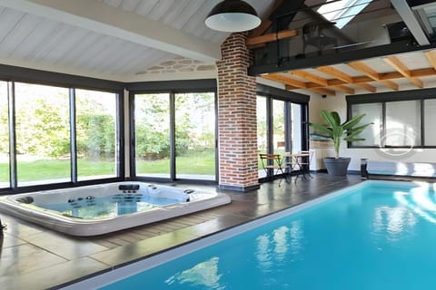 Property building, Living room, Swimming pool
