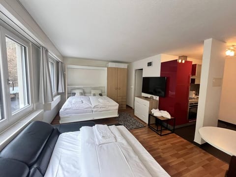 Bed, TV and multimedia, Photo of the whole room, towels, wardrobe