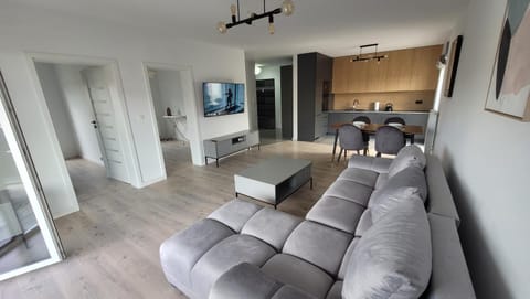 Kitchen or kitchenette, Living room, Seating area, Dining area