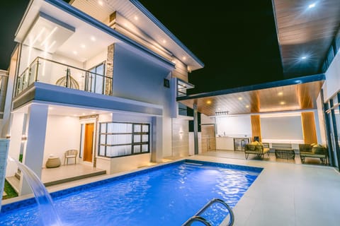 Property building, Night, Pool view, Swimming pool