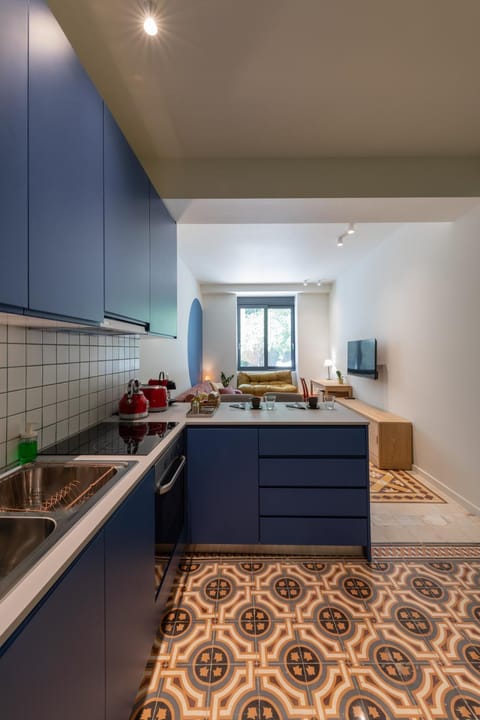 Kitchen or kitchenette, stove