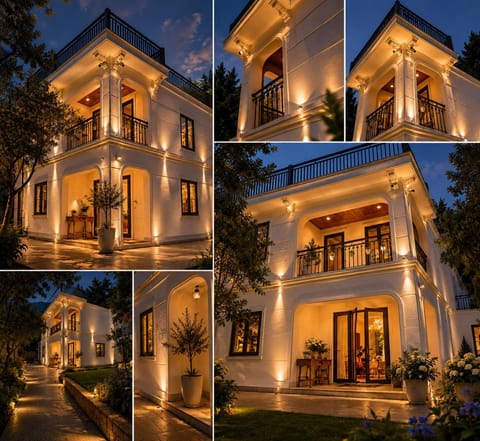 Property building, Night, Garden, Garden view