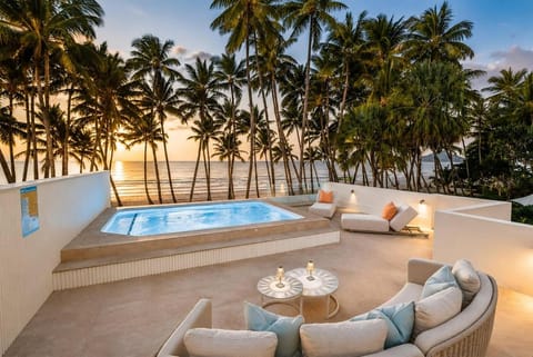 Patio, Natural landscape, View (from property/room), Balcony/Terrace, Beach, Landmark view, Pool view, Sea view, Swimming pool, sunbed
