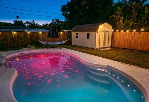 Night, Pool view, Swimming pool