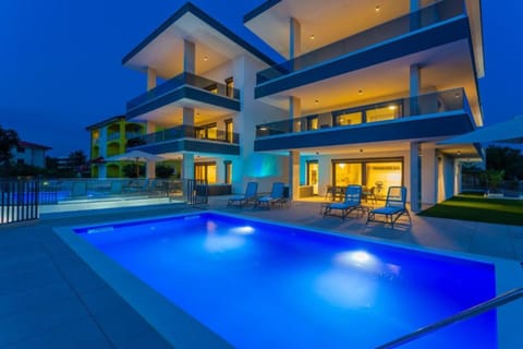Property building, Night, Pool view, Swimming pool