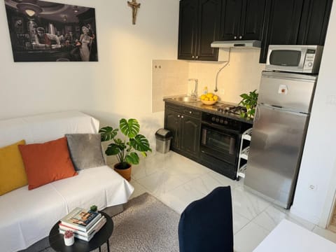 Kitchen or kitchenette, Living room, Seating area, Dining area, oven, stove, toaster
