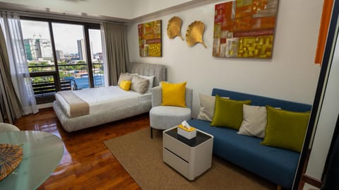 Bed, Living room, Seating area