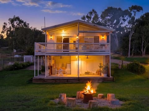 Property building, Patio, Night, BBQ facilities, Garden, Garden view, Parking, fireplace, flat iron, internet, air conditioner, air conditioner