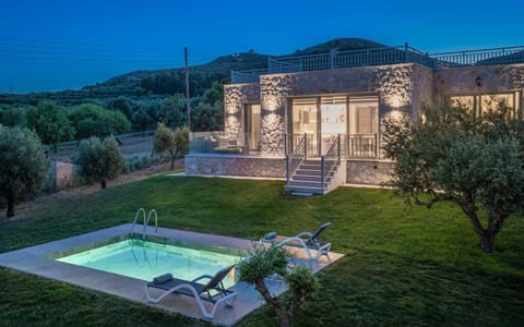 Property building, Night, Garden, Swimming pool