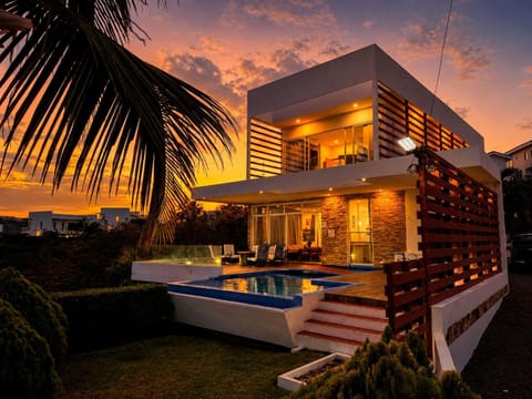 Patio, Natural landscape, Pool view, Sunset