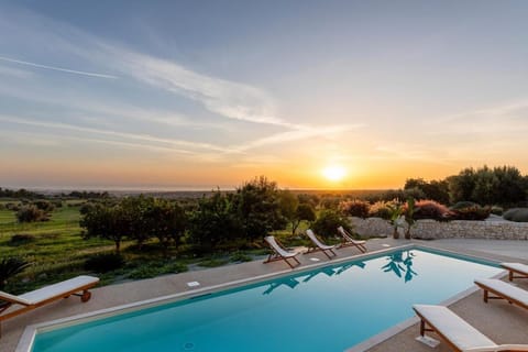 Natural landscape, Swimming pool, Sunset, sunbed