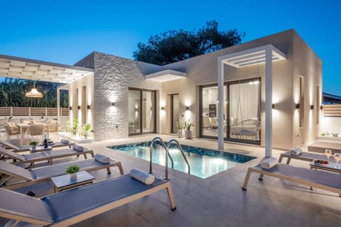 Patio, Night, Natural landscape, Pool view, Swimming pool, sunbed
