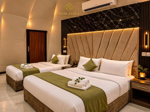 Bed, Photo of the whole room, Bedroom, towels, air conditioner