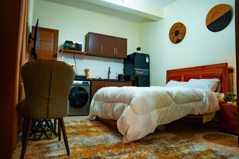 Kitchen or kitchenette, Photo of the whole room, Bedroom, stove, washing machine