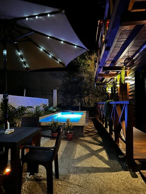 Patio, Night, Pool view, Swimming pool