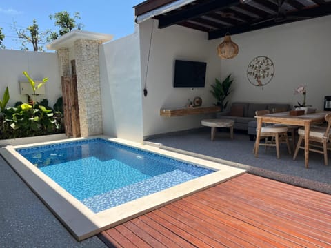 Property building, Living room, Swimming pool