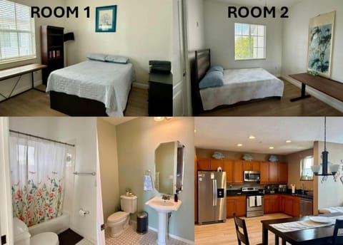 Bed, Bathroom, Kitchen or kitchenette, Bedroom