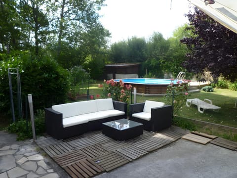 Property building, Living room, Swimming pool