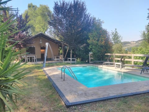 Property building, Living room, Swimming pool