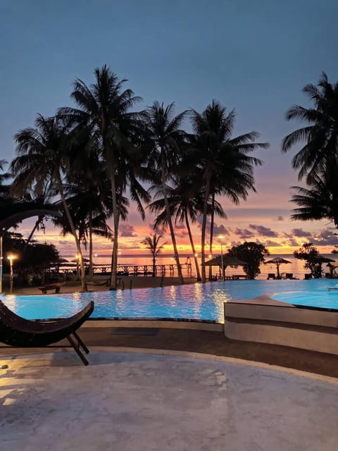 Night, Swimming pool, Sunset