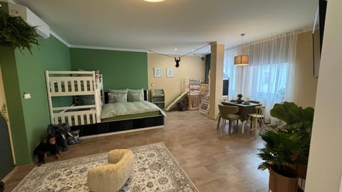 Bed, Living room, Photo of the whole room, Seating area, Bedroom